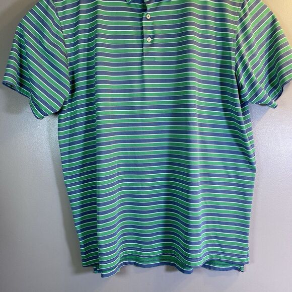 Peter Millar Golf Shirt Mens 2XL  Summer Comfort Seaside Wash Stripe Polo Green - Picture 3 of 12